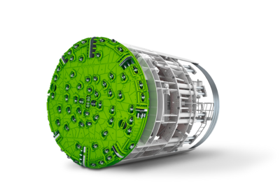 Illustration of a single-shield TBM, which also provides a view of the interior.